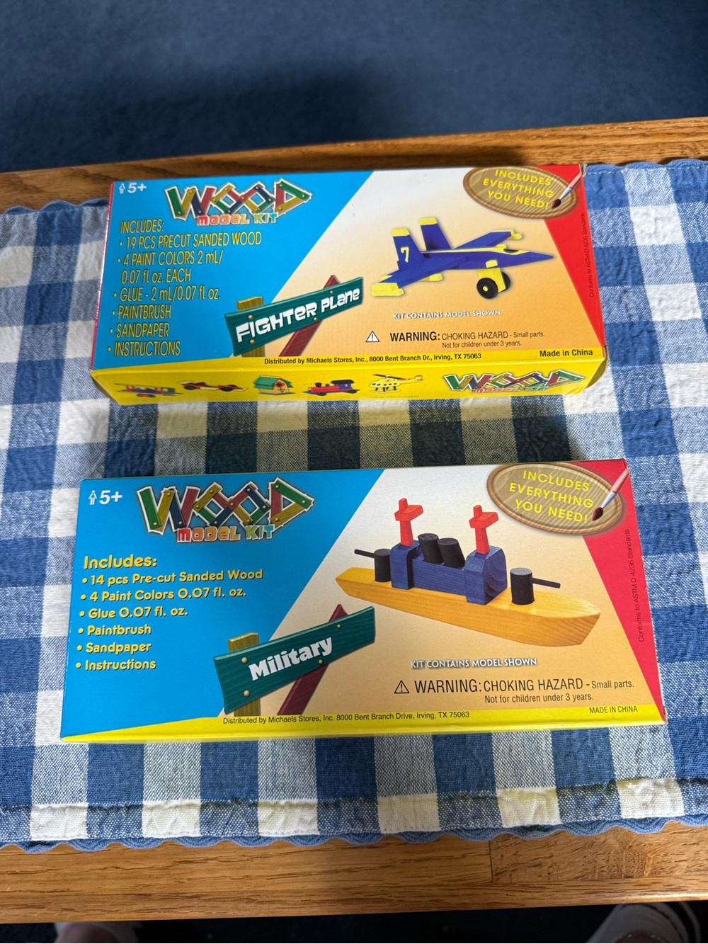 2 Build & Play Woodshop Fighter Plane + Military Boat DIY Wooden Model Michaels
